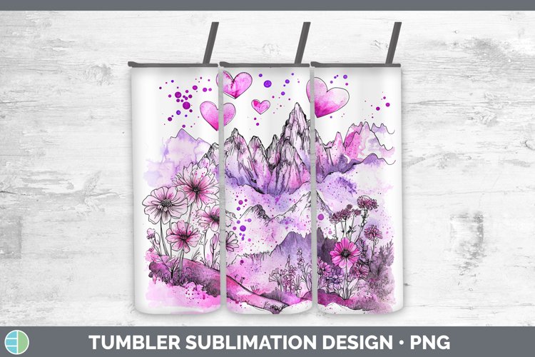 Valentine Splash Landscape Tumbler Sublimation 20 oz Skinny