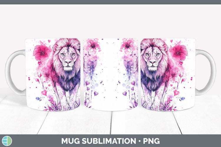 Valentine Splash Lion Mug Wrap Sublimation Coffee Cup Design