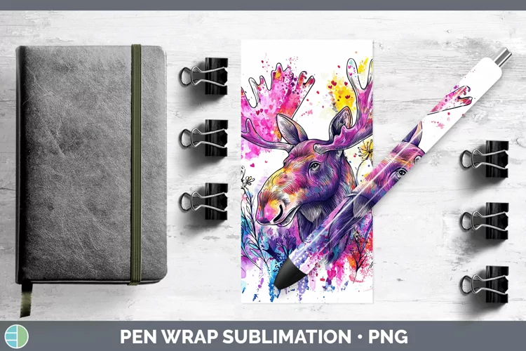 Valentine Splash Moose Pen Wrap Sublimation Pen Designs