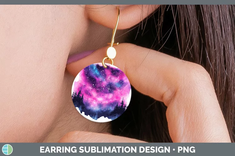 Valentine Splash Northern Lights Round Earrings Sublimation