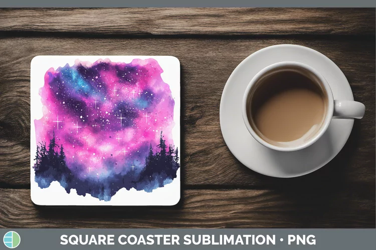 Valentine Splash Northern Lights Square Coaster Sublimation