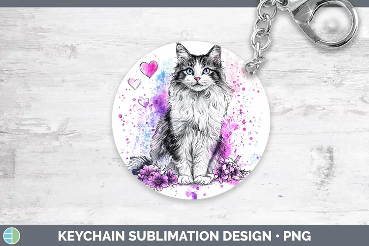 Valentine Splash Norwegian Forest Cat Keychain Sublimation K