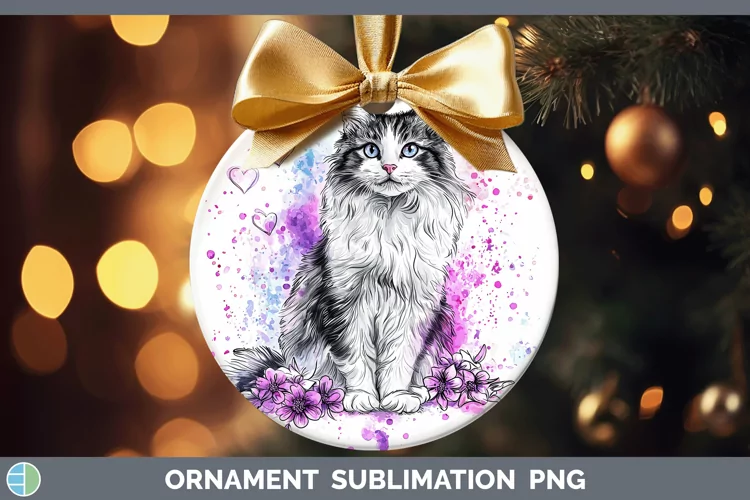 Valentine Splash Norwegian Forest Cat Ornament Sublimation B