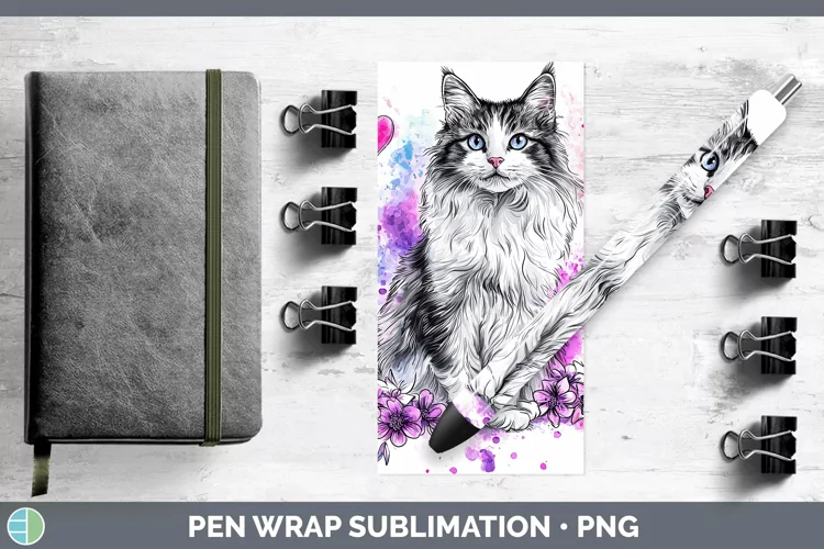 Valentine Splash Norwegian Forest Cat Pen Wrap Sublimation P