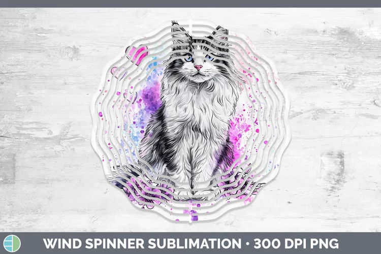 Valentine Splash Norwegian Forest Cat Wind Spinner Sublimati