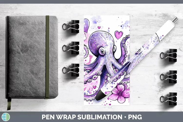 Valentine Splash Octopus Pen Wrap Sublimation Pen Designs