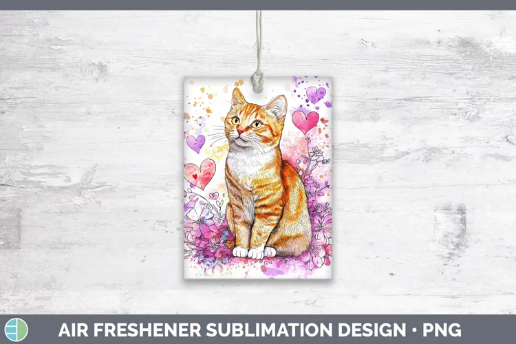 Valentine Splash Orange Cat Air Freshener Sublimation Car Fr