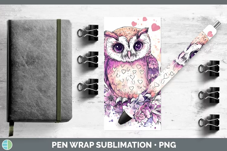 Valentine Splash Owl Pen Wrap Sublimation Pen Designs