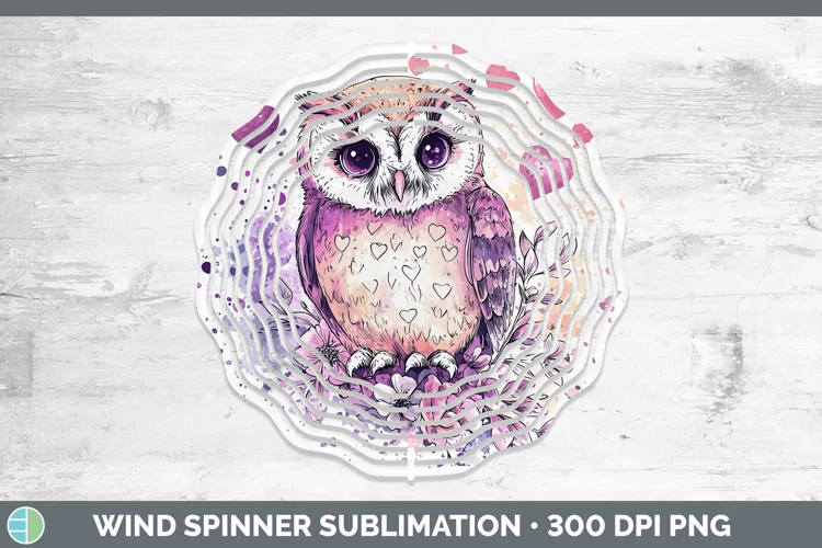 Valentine Splash Owl Wind Spinner Sublimation Spinner Design