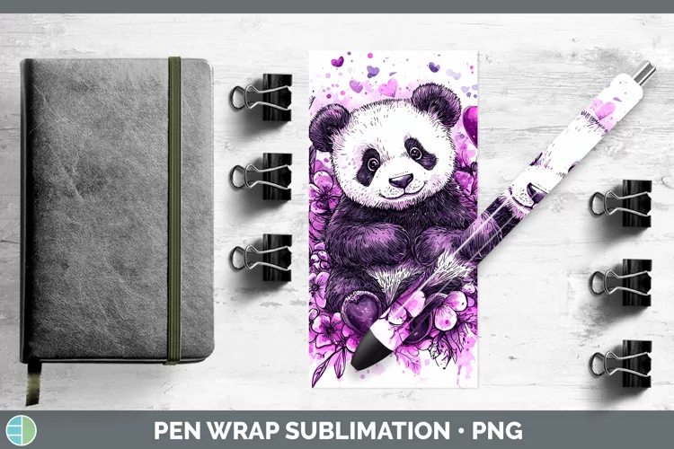 Valentine Splash Panda Pen Wrap Sublimation Pen Designs