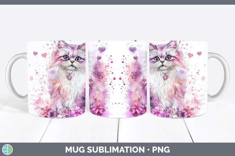 Valentine Splash Persian Cat Mug Wrap Sublimation Coffee Cup