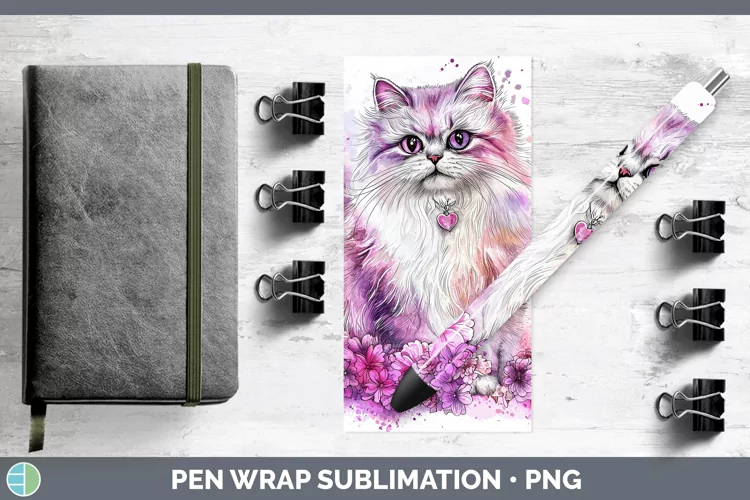 Valentine Splash Persian Cat Pen Wrap Sublimation Pen Design