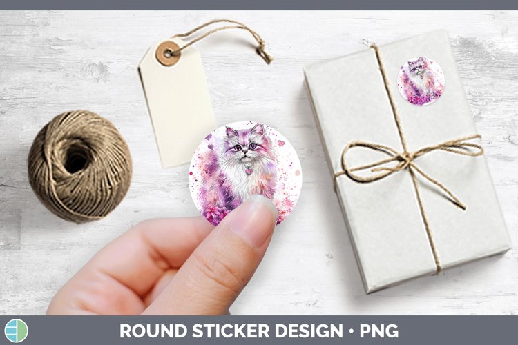 Valentine Splash Persian Cat Stickers | Round Labels Designs