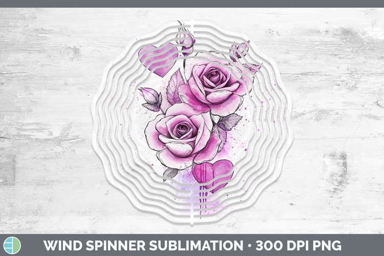 Valentine Splash Rose Wind Spinner Sublimation Spinner Desig