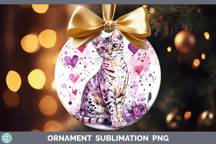 Valentine Splash Savannah Cat Ornament Sublimation Bauble De