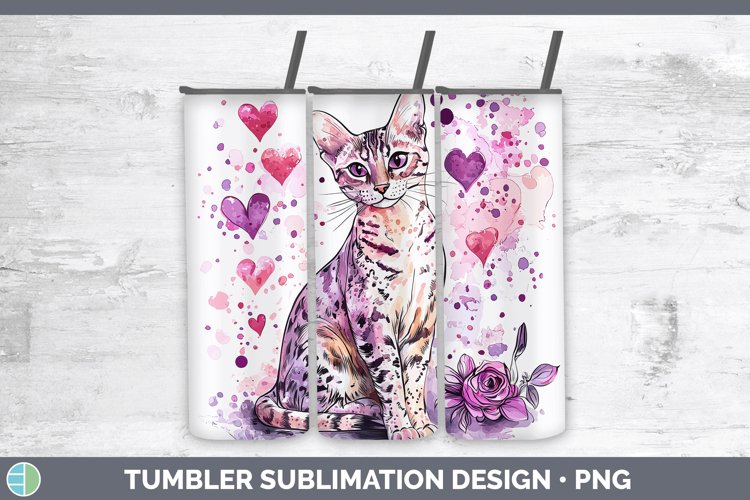 Valentine Splash Savannah Cat Tumbler Sublimation 20 oz Skin