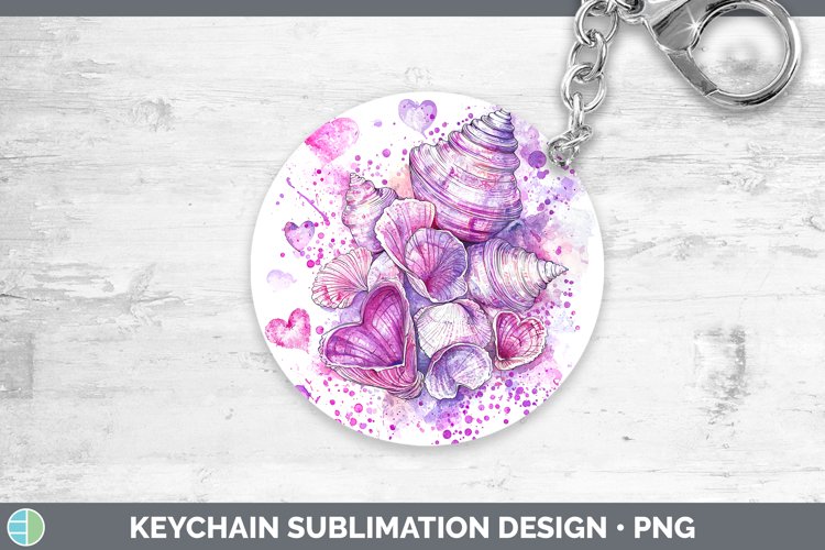 Valentine Splash Seashell Keychain Sublimation Keyring Desig