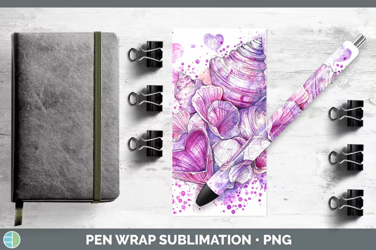 Valentine Splash Seashell Pen Wrap Sublimation Pen Designs