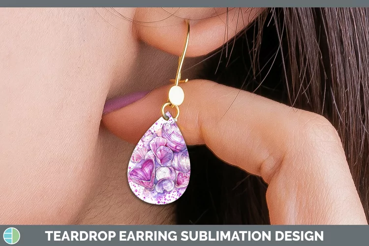 Valentine Splash Seashell Teardrop Earrings Sublimation Earr