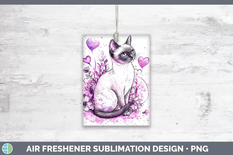 Valentine Splash Siamese Cat Air Freshener Sublimation Car F