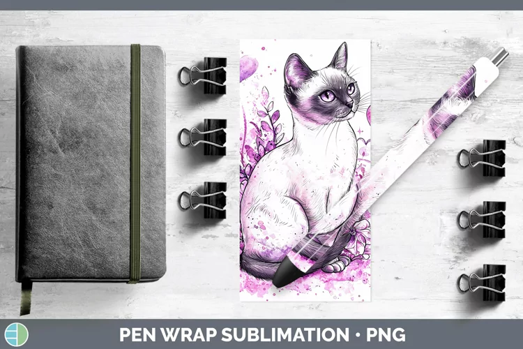 Valentine Splash Siamese Cat Pen Wrap Sublimation Pen Design