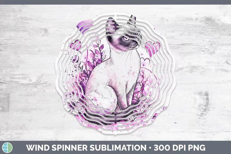 Valentine Splash Siamese Cat Wind Spinner Sublimation Spinne