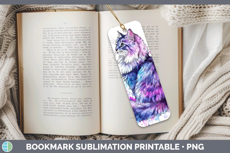 Valentine Splash Siberian Cat Bookmark Sublimation Printable