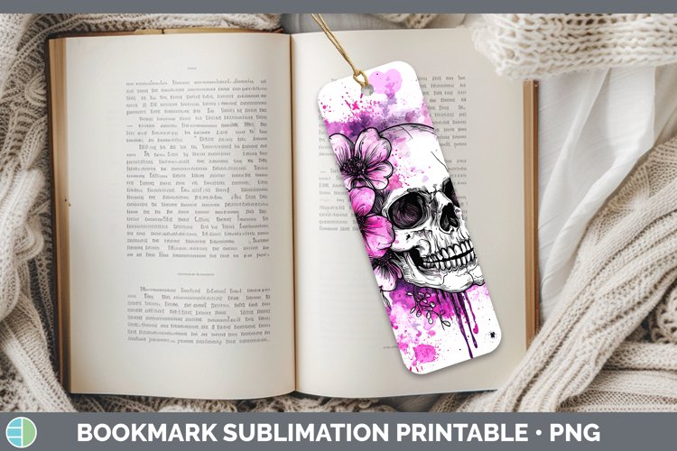 Valentine Splash Skull Bookmark Sublimation Printable Design