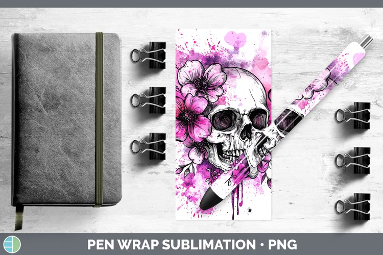 Valentine Splash Skull Pen Wrap Sublimation Pen Designs