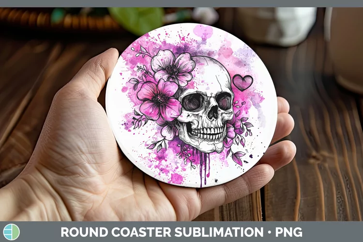 Valentine Splash Skull Round Coaster Sublimation Coaster Des