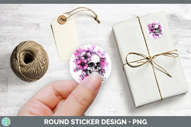 Valentine Splash Skull Stickers | Round Labels Designs