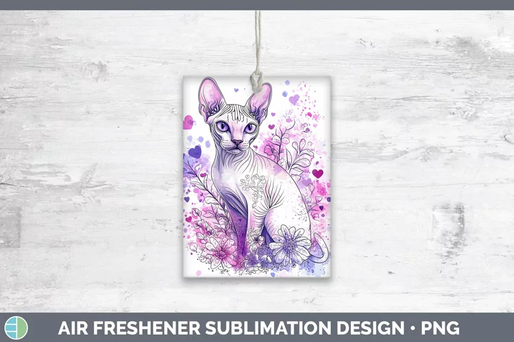 Valentine Splash Sphynx Cat Air Freshener Sublimation Car Fr
