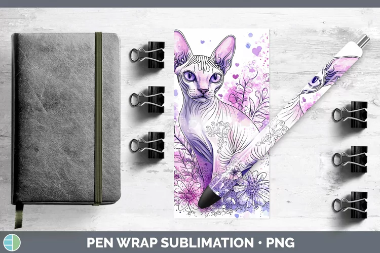 Valentine Splash Sphynx Cat Pen Wrap Sublimation Pen Designs