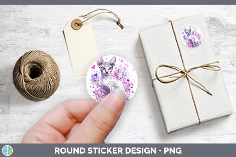 Valentine Splash Sphynx Cat Stickers | Round Labels Designs