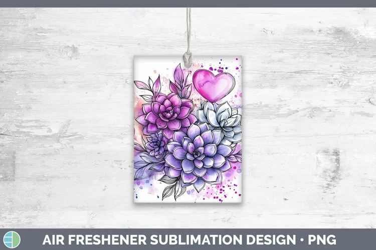 Valentine Splash Succulents Air Freshener Sublimation Car Fr