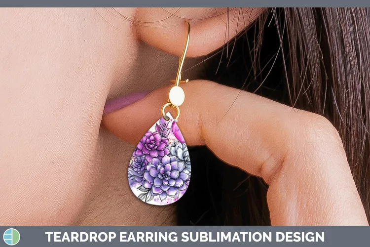 Valentine Splash Succulents Teardrop Earrings Sublimation Ea