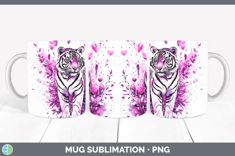 Valentine Splash Tiger Mug Wrap Sublimation Coffee Cup Desig