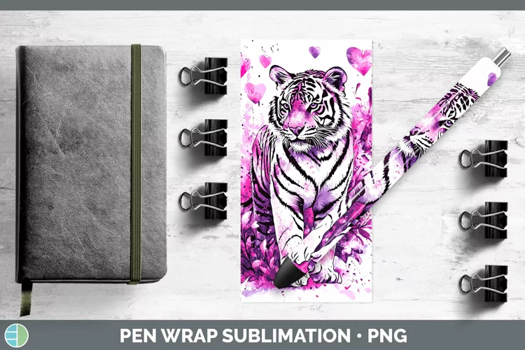 Valentine Splash Tiger Pen Wrap Sublimation Pen Designs