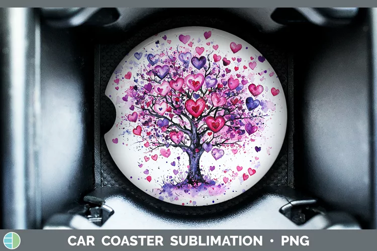 Valentine Splash Tree of Life Car Coaster Sublimation Desig