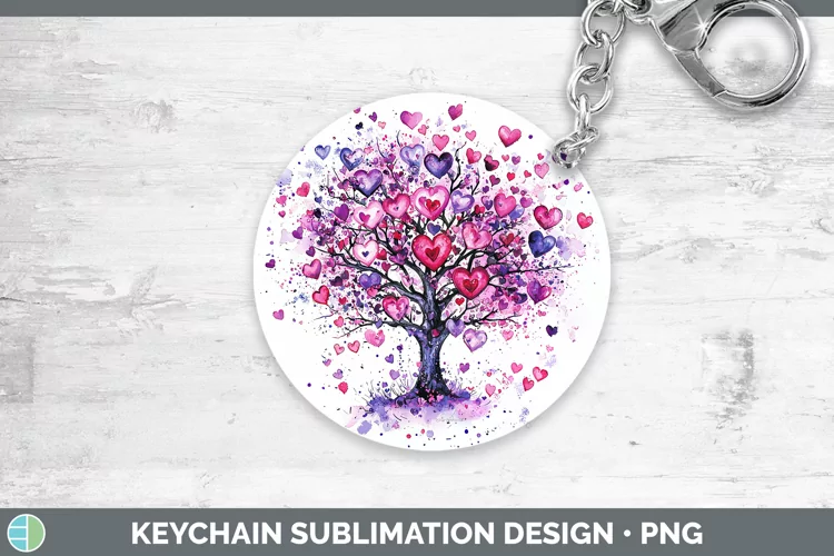 Valentine Splash Tree of Life Keychain Sublimation Keyring D