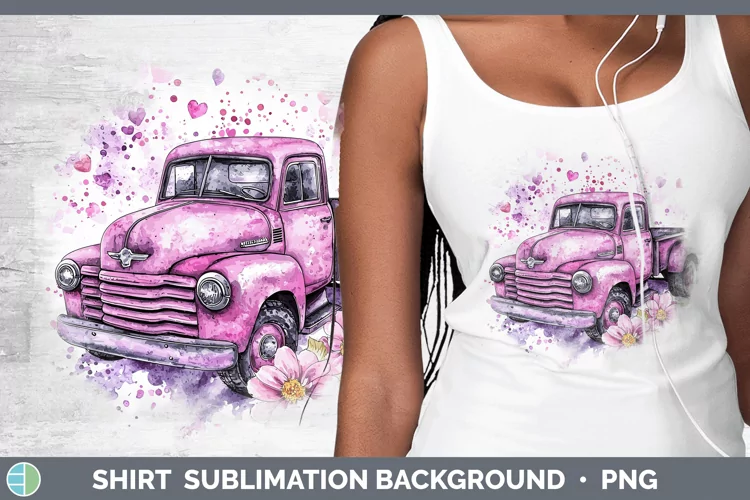 Valentine Splash Vintage Truck Shirt Sublimation Sublimation