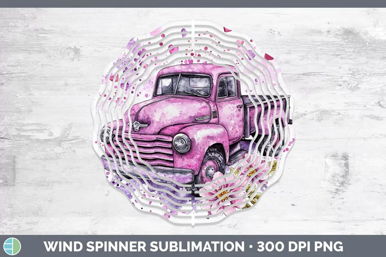 Valentine Splash Vintage Truck Wind Spinner Sublimation Spin