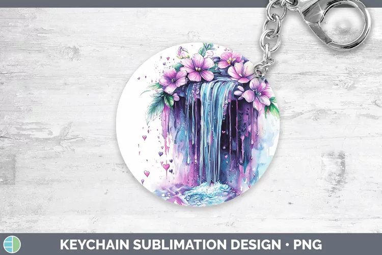 Valentine Splash Waterfall Keychain Sublimation Keyring Desi