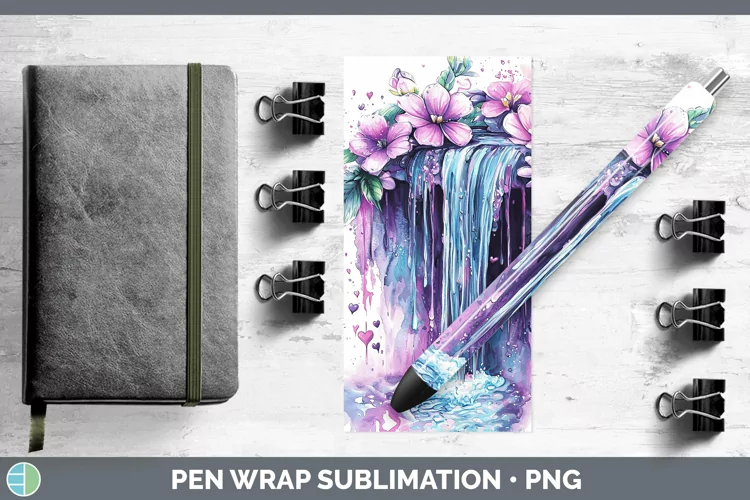 Valentine Splash Waterfall Pen Wrap Sublimation Pen Designs