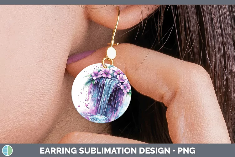 Valentine Splash Waterfall Round Earrings Sublimation Earrin