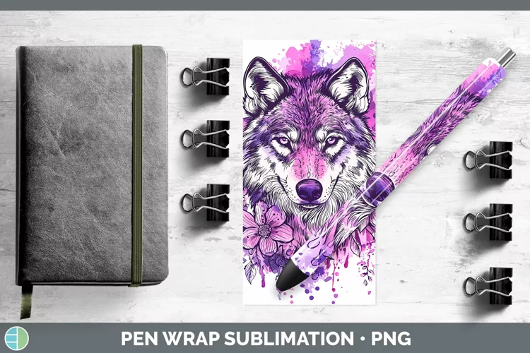 Valentine Splash Wolf Pen Wrap Sublimation Pen Designs