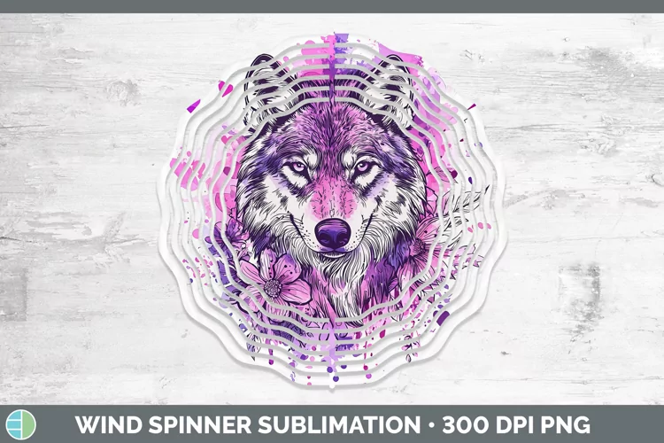 Valentine Splash Wolf Wind Spinner Sublimation Spinner Desig