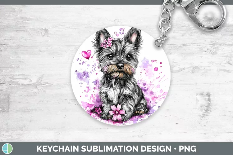Valentine Splash Yorkshire Terrier Keychain Sublimation Keyr