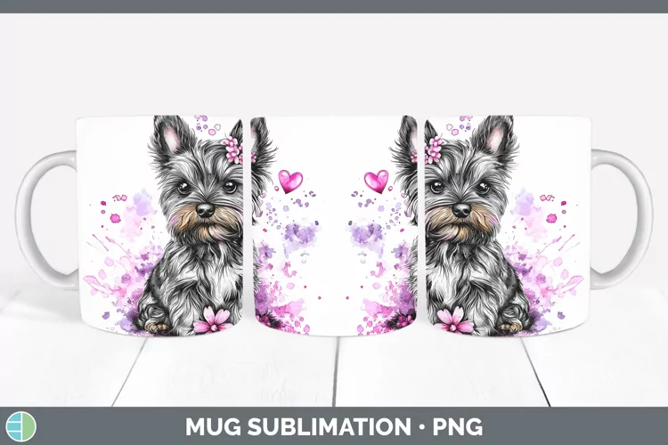 Valentine Splash Yorkshire Terrier Mug Wrap Sublimation Coff