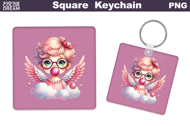 Valentine Square Keychain | Cupid Keychain Sublimation